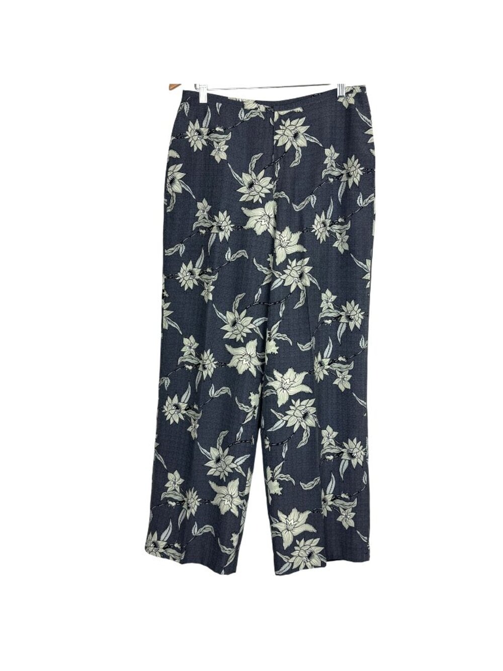 Tommy Bahama Silk Pants Women’s Sz 8 Grey Floral Lined Travel Lounge Resortwear